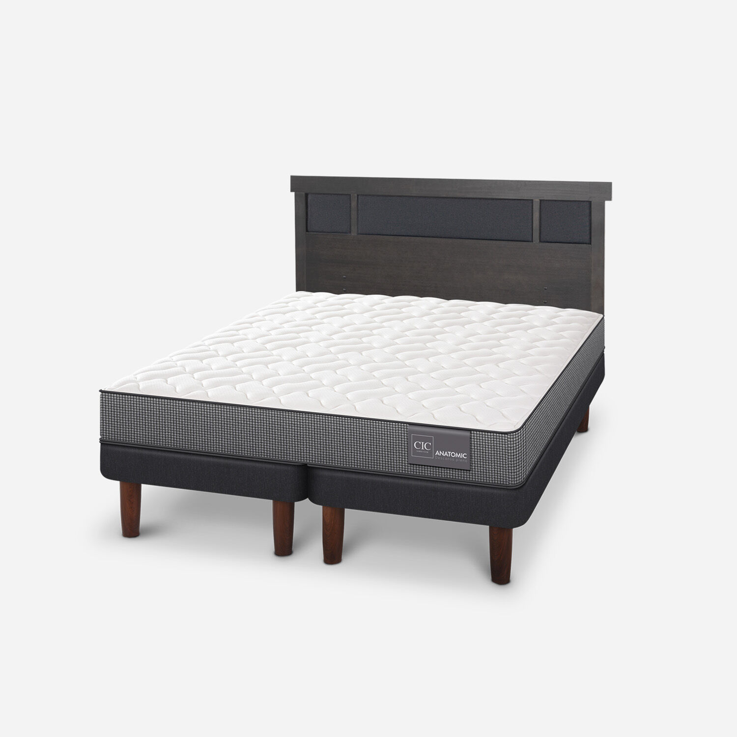 Cama Europea King Anatomic + Respaldo Dublín Gris