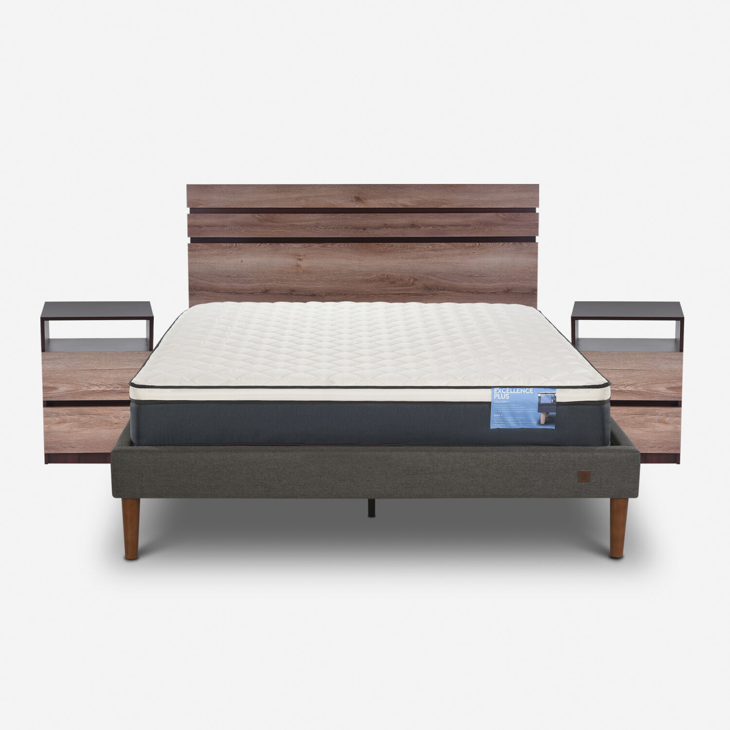 Cama Europea Curve 2 Plazas Excellence Plus + Set Ares