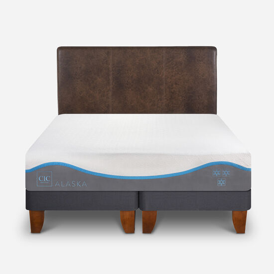 Cama Europea 2 Plazas Alaska + Respaldo Baker