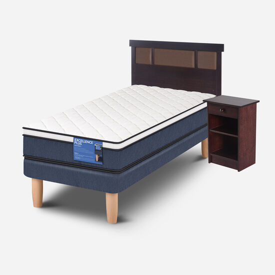 Cama Europea 1 Plaza Excellence Plus + Set Dublín Choc