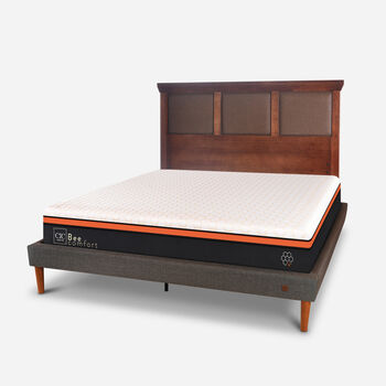 Cama Europea Curve 2 Plazas Bee Comfort + Respaldo Torino Caramel