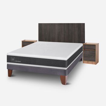 Cama Europea 2 Plazas Ortopedic Base Normal + Set Espresso