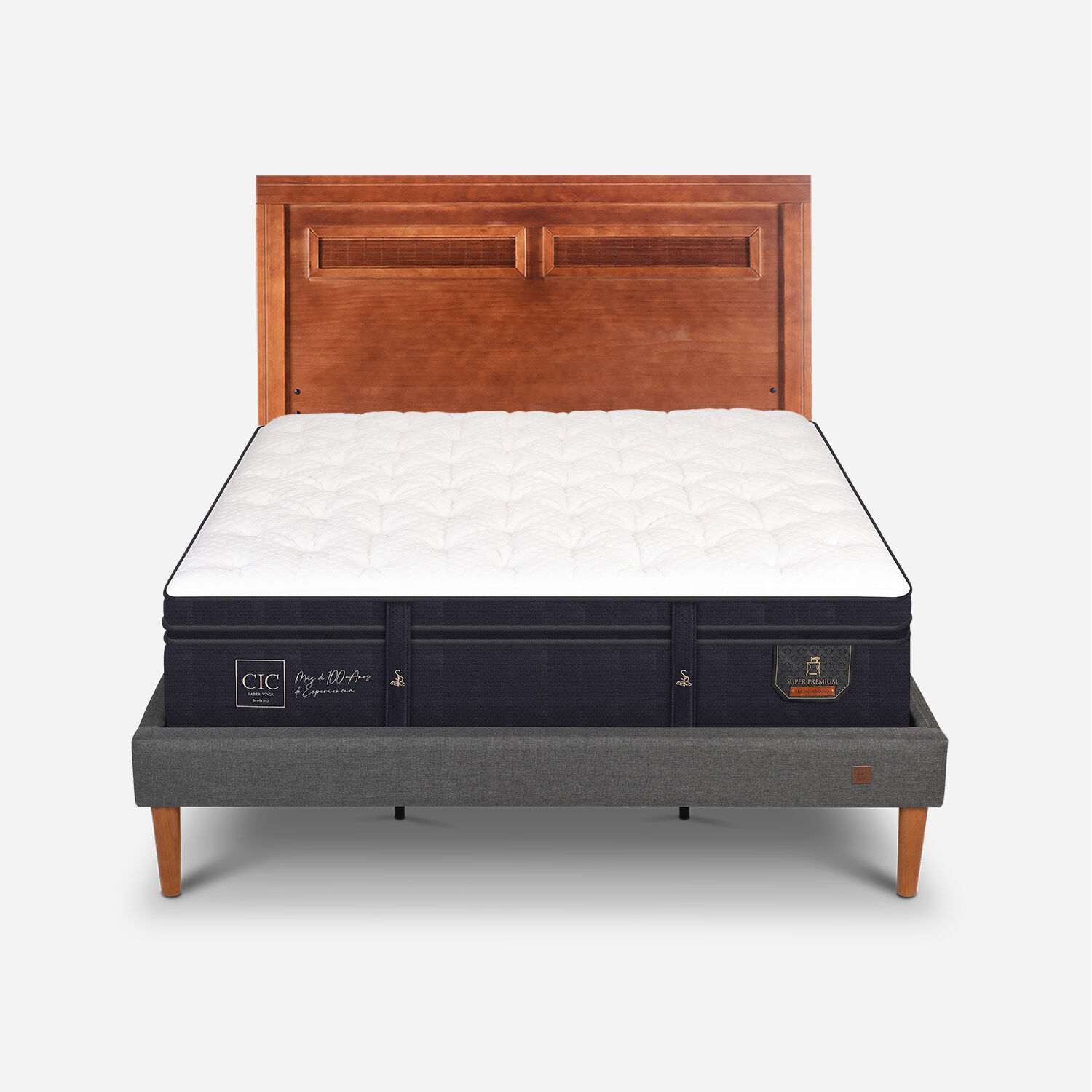 Cama Europea Curve King Super Premium + Respaldo Mil&aacute;n Caramel