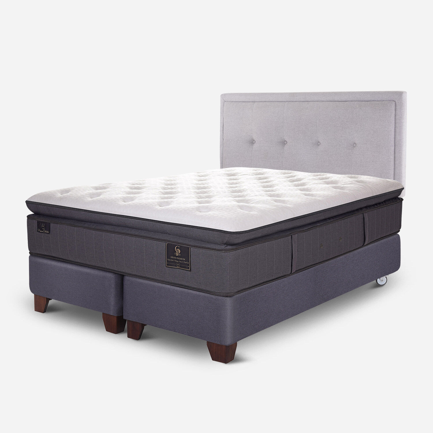 Box Spring 2 Plazas Grand Premium Base Dividida + Set Ganges