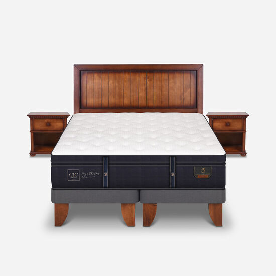 Cama Europea 2 Plazas Grand Premium Base Dividida + Set Monterrey