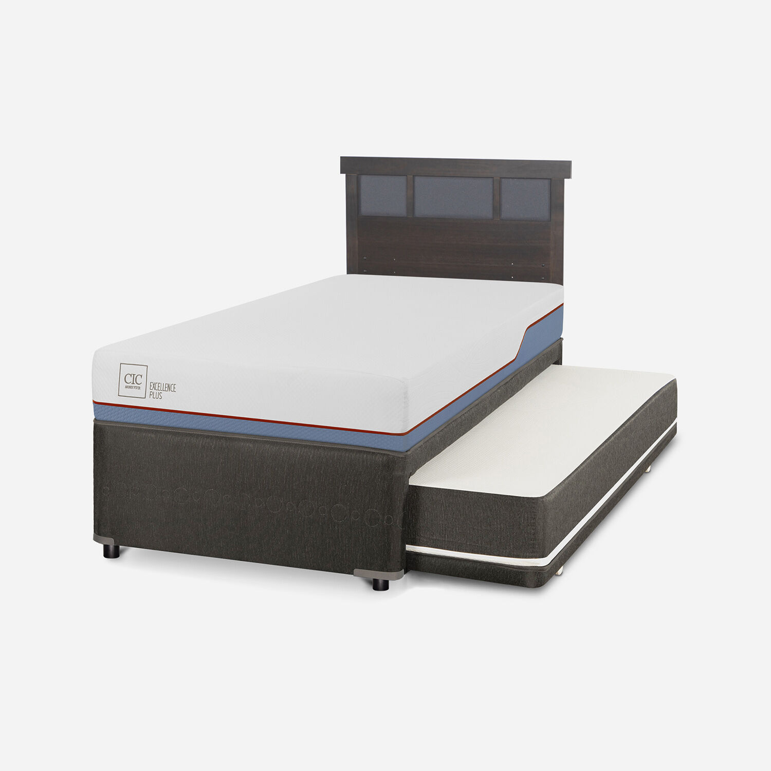 Cama Nido Diván Excellence Plus + Respaldo Dublín Gris