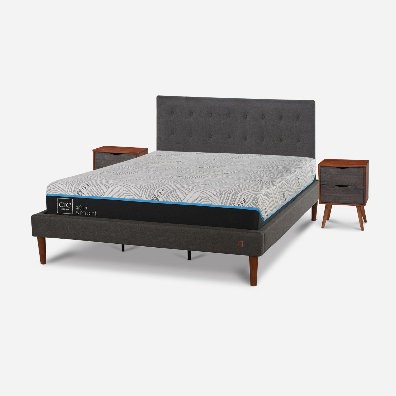 Cama Europea Curve King Infinity Green + Set &Eacute;ufrates
