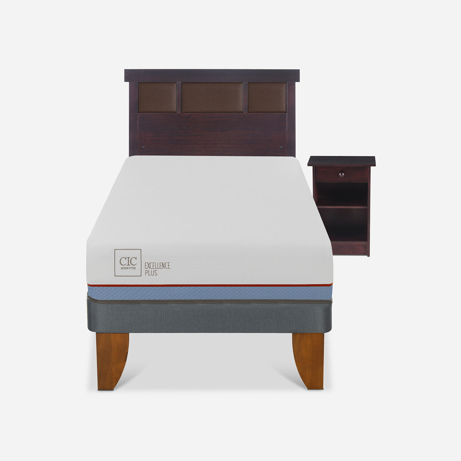 Cama Europea 1 Plaza Excellence Plus + Set Dublín Chocolate
