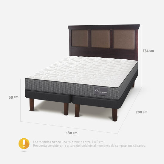 Cama Europea King Anatomic + Respaldo Torino Choc