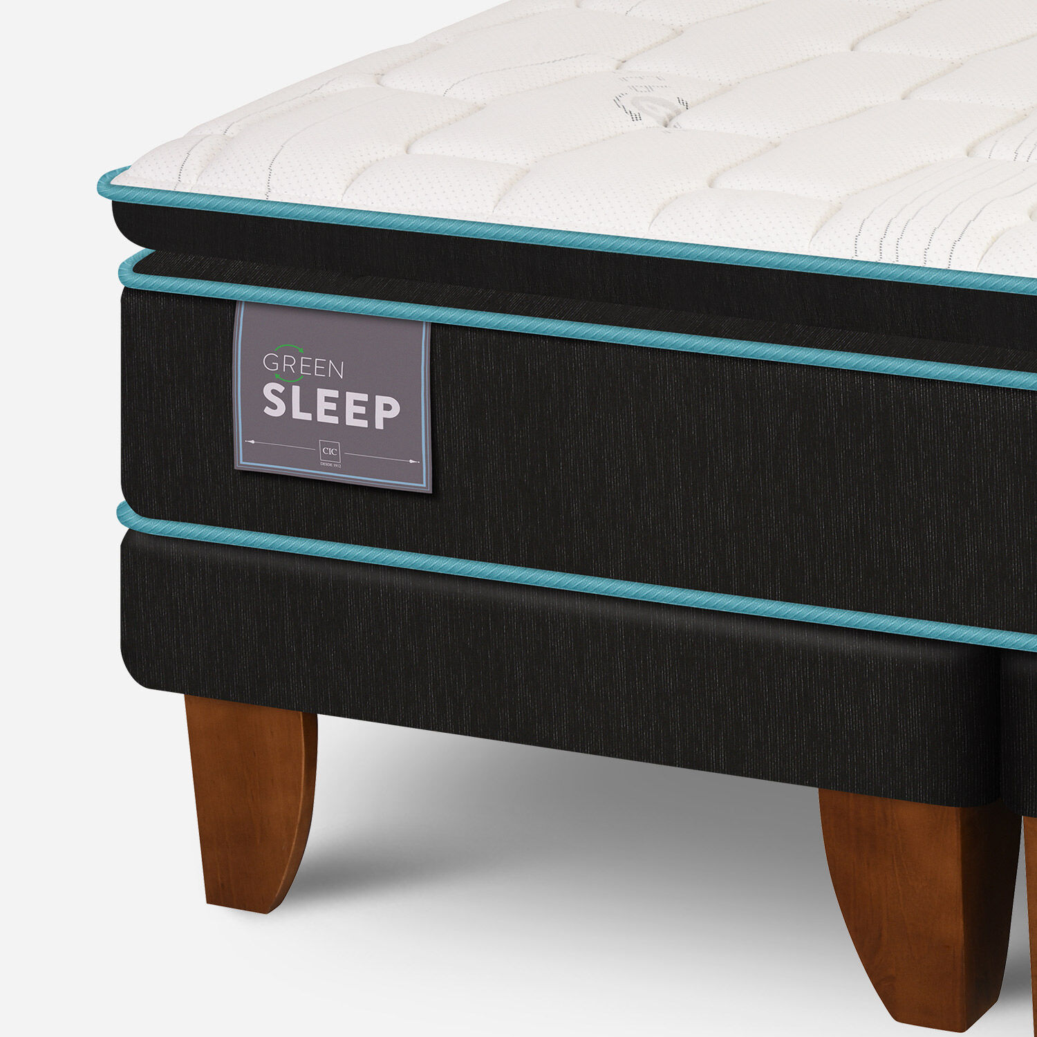 Cama Europea King Green Sleep Base Dividida + Respaldo Torino Chocolate