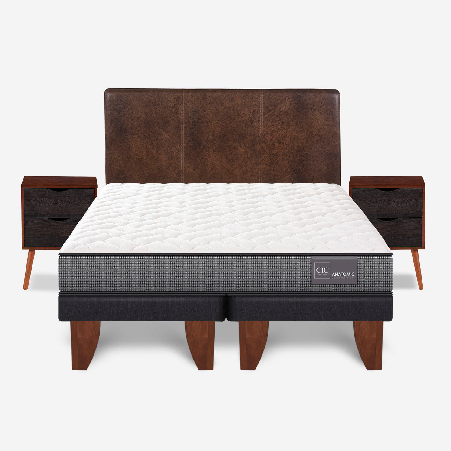 Cama Europea 2 Plazas Anatomic Base Dividida + Set Baker