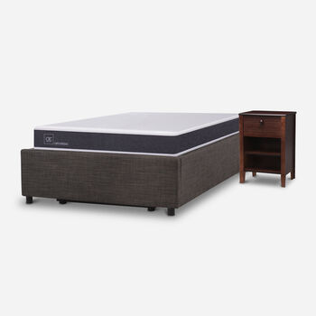 Cama Space Box 1.5 Plazas Ortopedic + Velador New Torino Choc