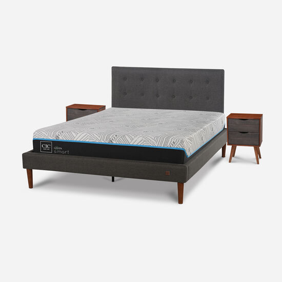 Cama Europea Curve 2 Plazas Smart Green + Set Éufrates