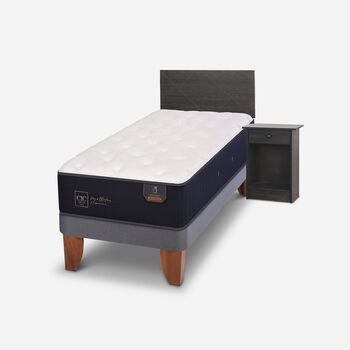 Cama Europea 1,5 Plazas Premium + Set Villarrica Gris