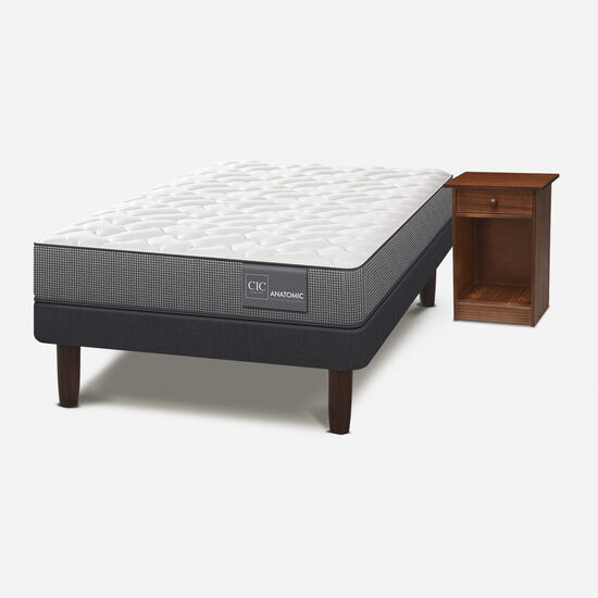 Cama Europea 1.5 Plazas Anatomic + Velador New Villarrica