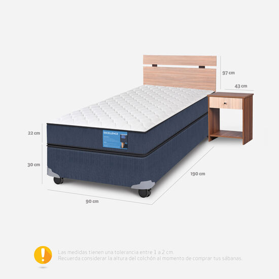 Cama Americana 1 Plaza Excellence + Set Olmo