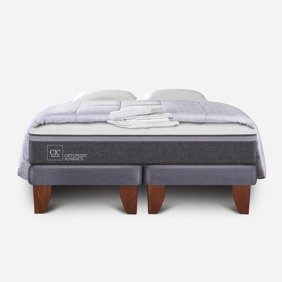 Cama Europea 2 Plazas Ortopedic Advance Base Dividida + Almohadas + Plumón