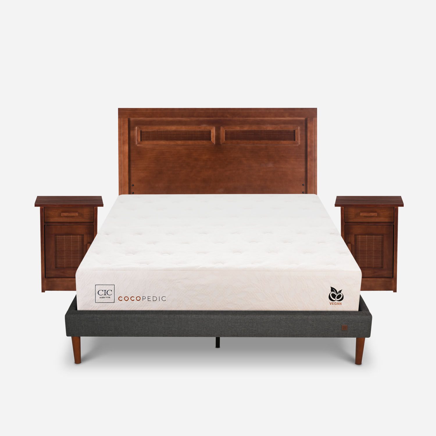 Cama Europea Curve 2 Plazas Cocopedic + Set Mil&aacute;n Caramel