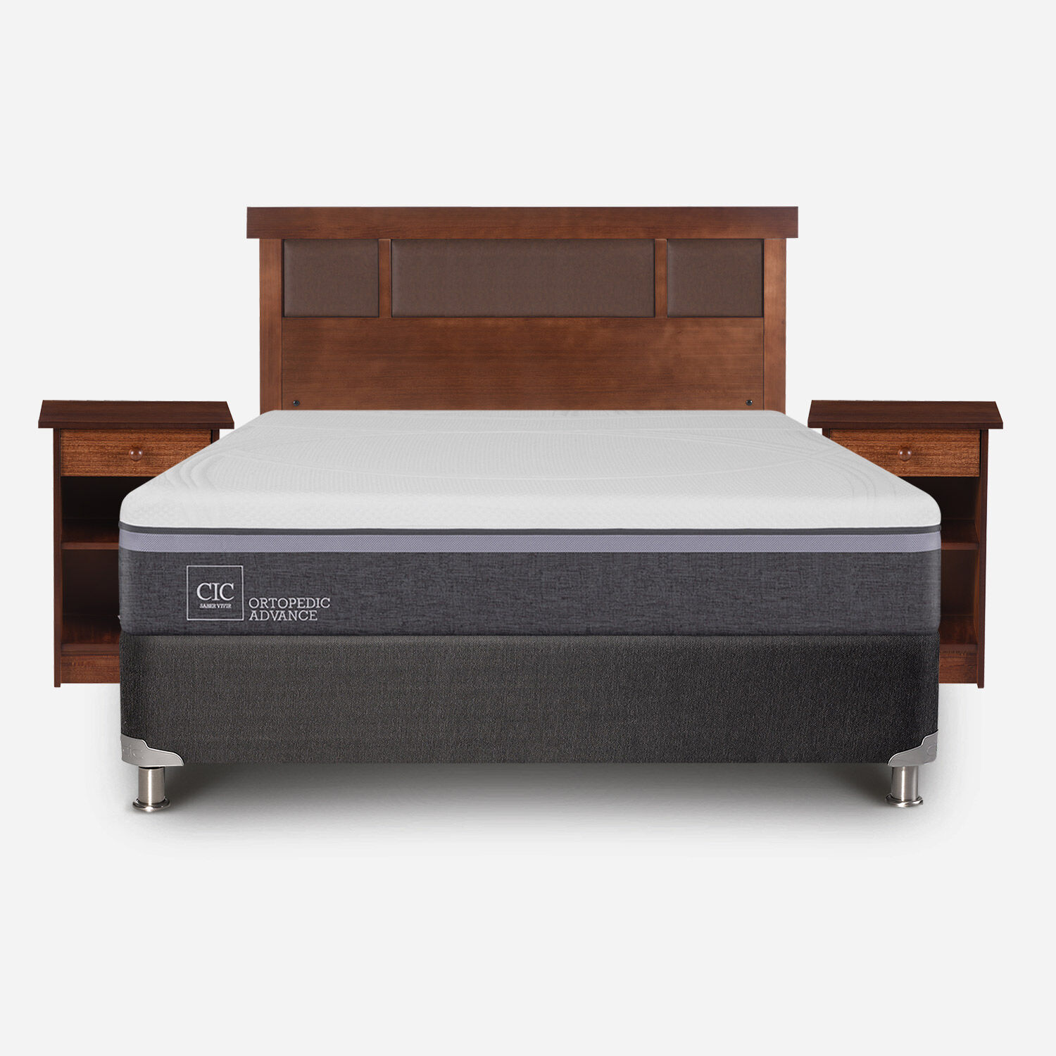 Box Spring 2 Plazas Ortopedic Advance Base Normal 5 Zonas + Set Dubl&iacute;n Caramel