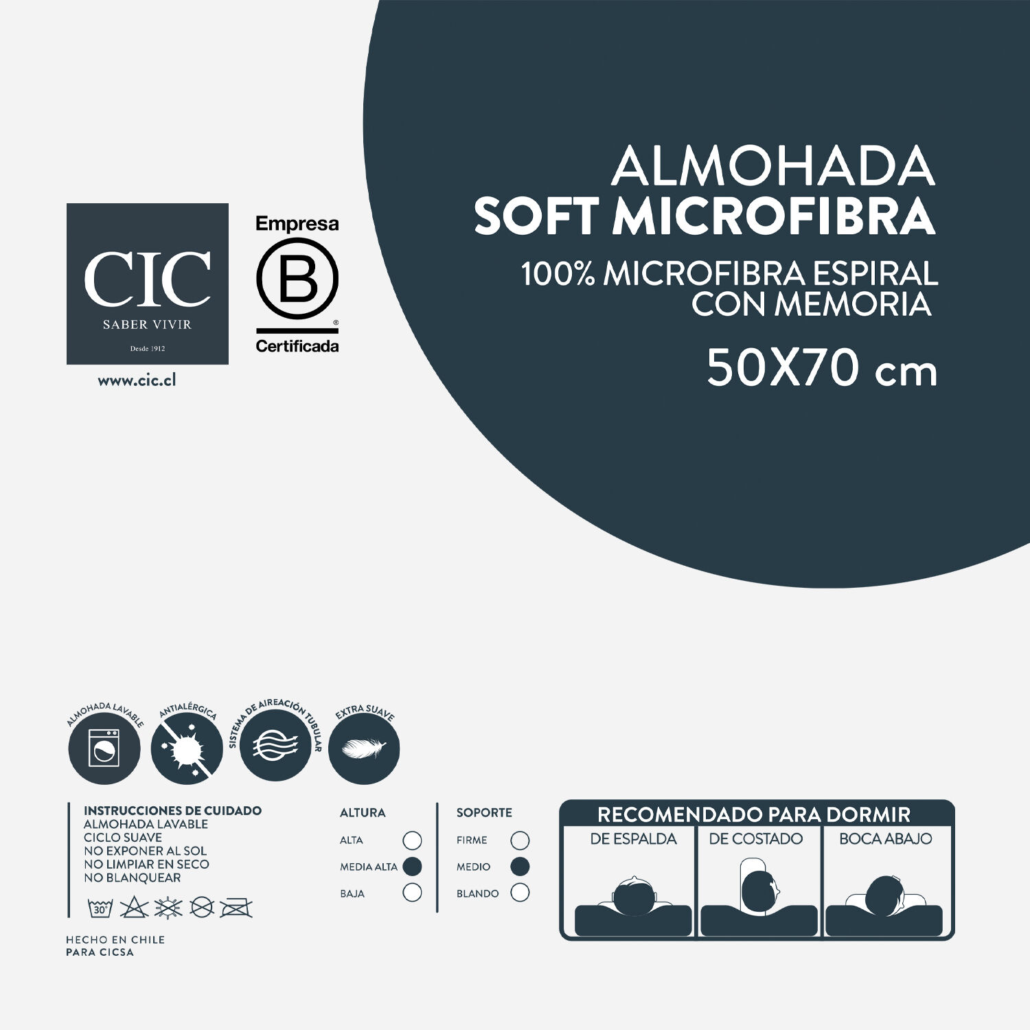 Almohada Soft Microfibra 50x70 cm