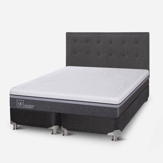 Box Spring 2 Plazas Ortopedic Advance Base Dividida 5 Zonas + Respaldo Éufrates