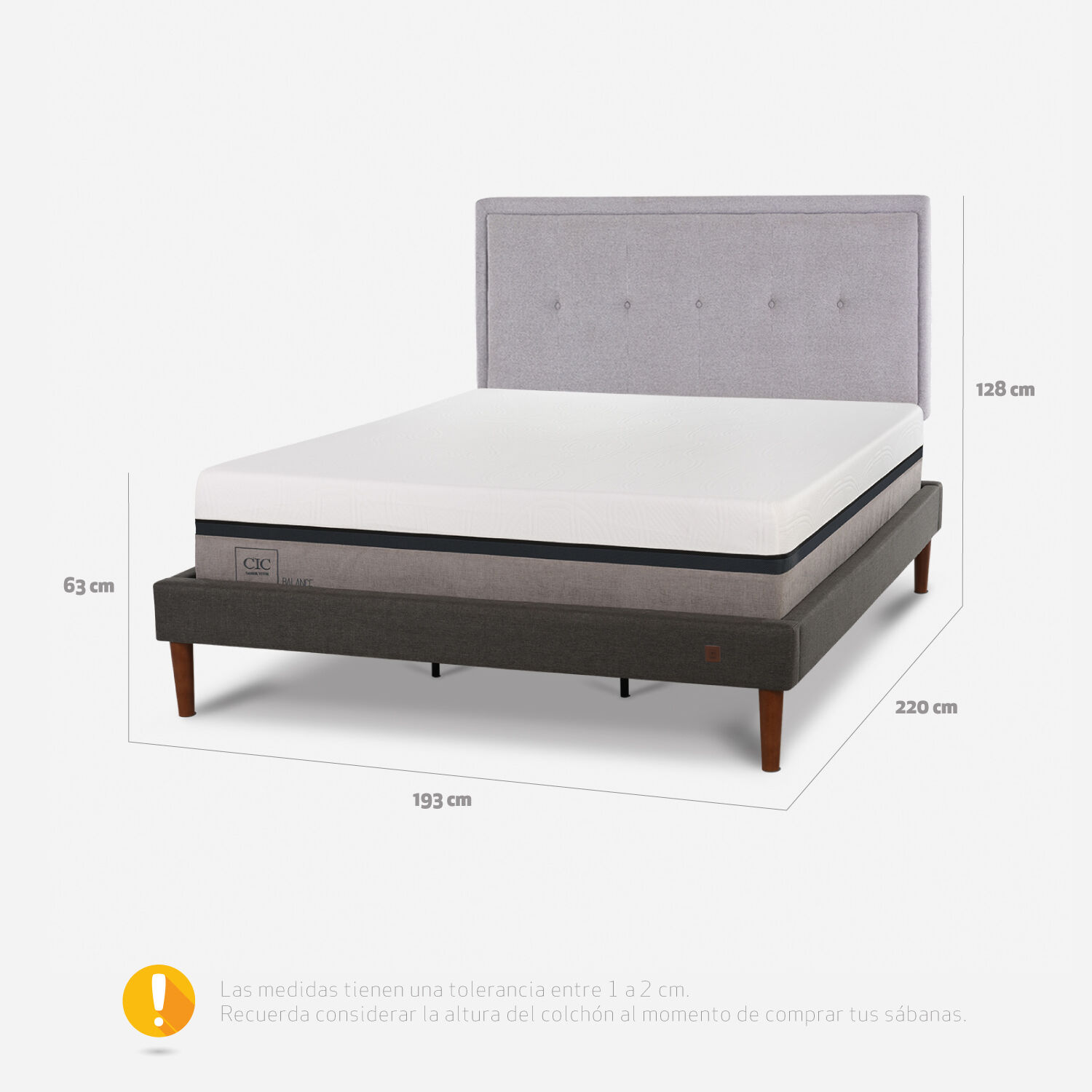 Cama Europea Curve King Balance + Respaldo Ganges