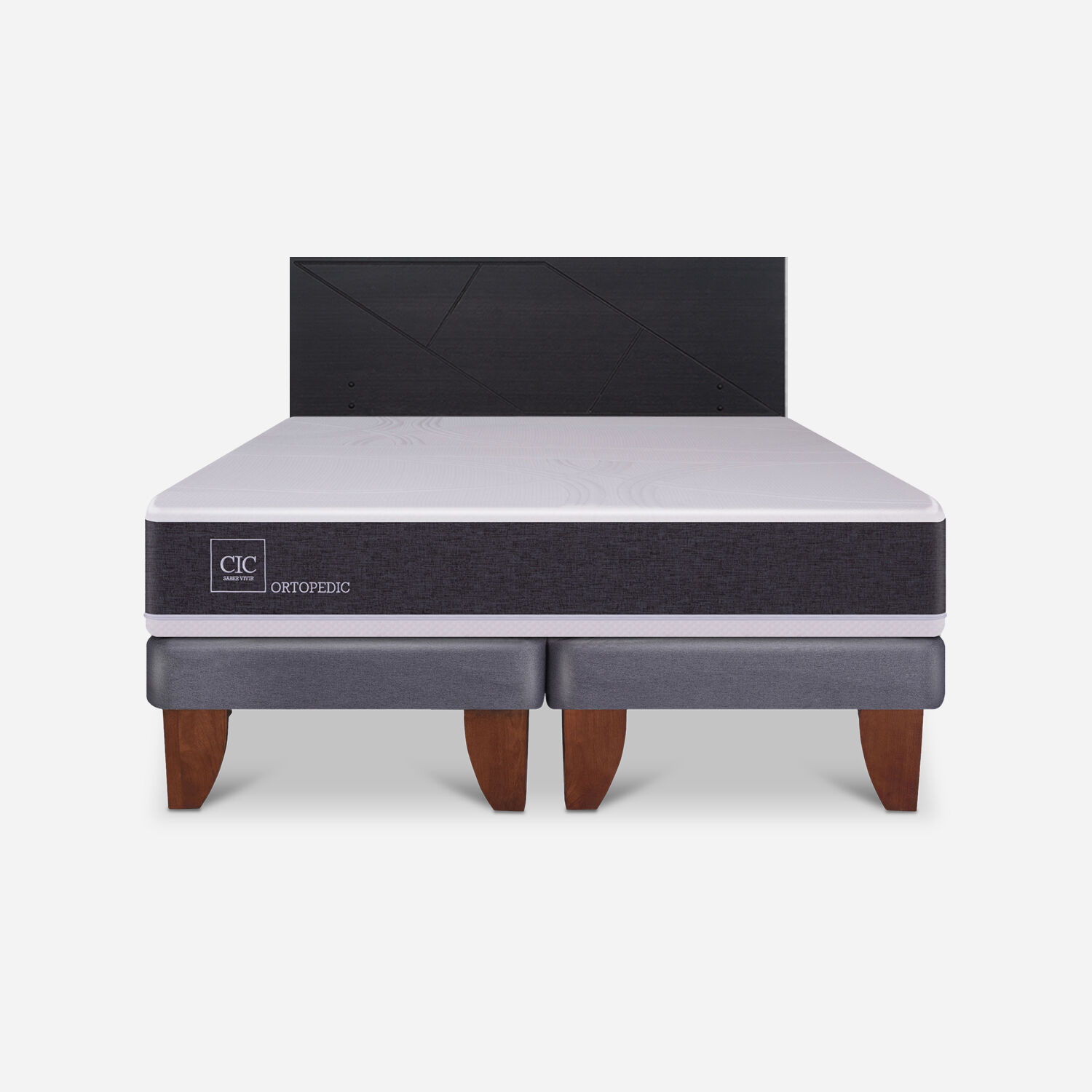 Cama Europea King Ortopedic + Respaldo Villarrica Negro