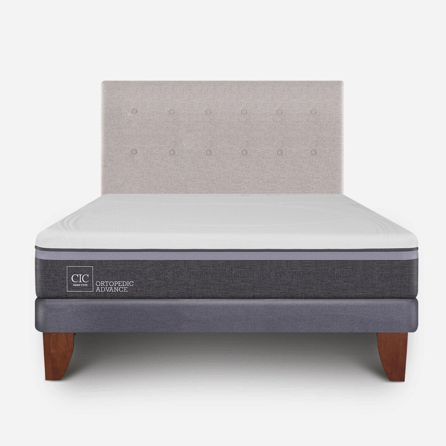 Cama Europea 2 Plazas Ortopedic Advance Base Normal + Respaldo Tigris