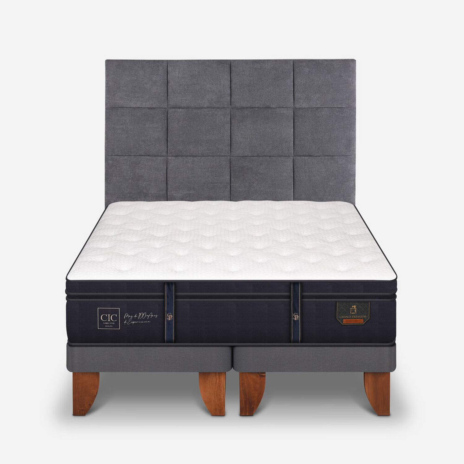Cama Europea Super King Grand Premium + Respaldo T&aacute;mesis