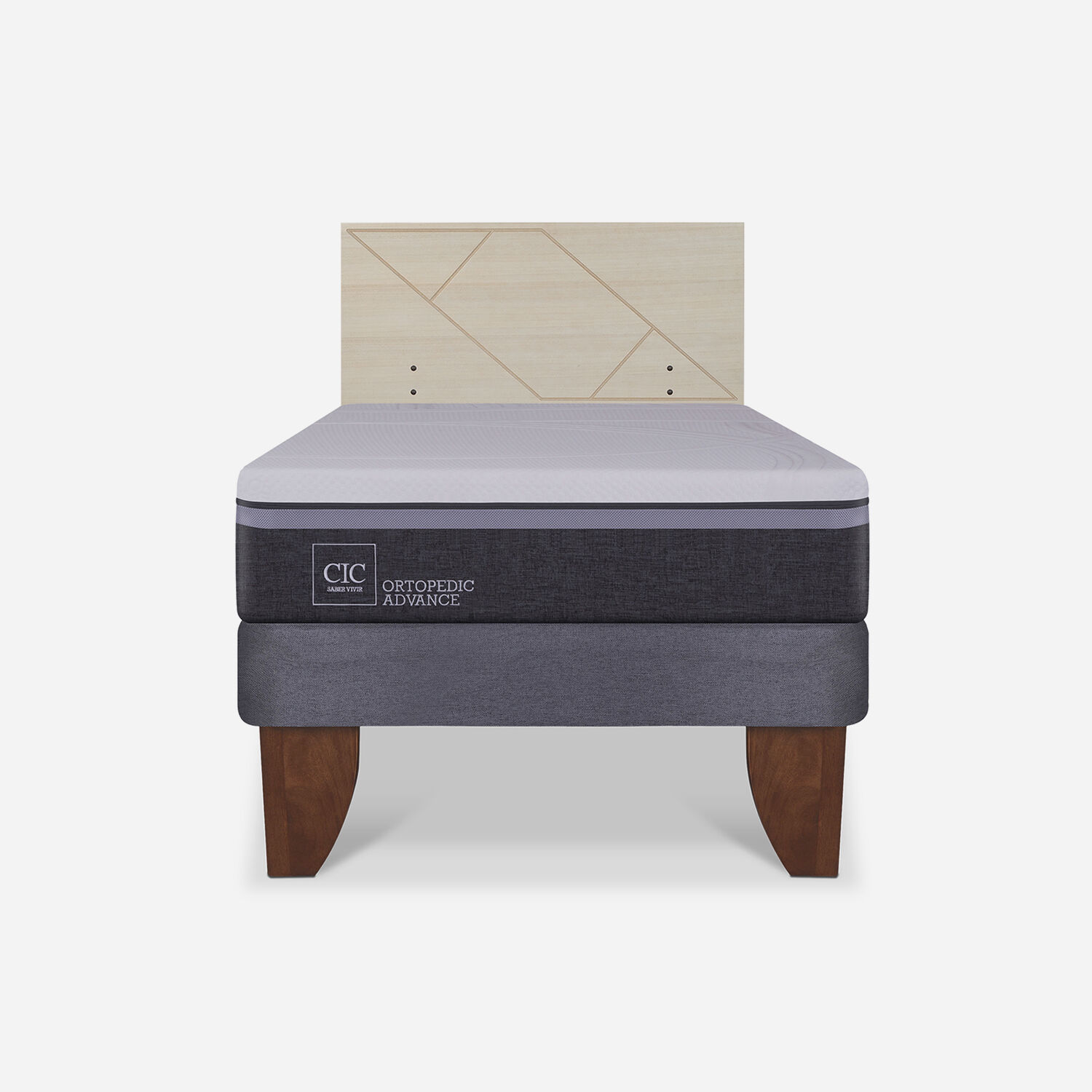 Cama Europea 1,5 Plazas Ortopedic Advance + Respaldo Villarrica Alpino