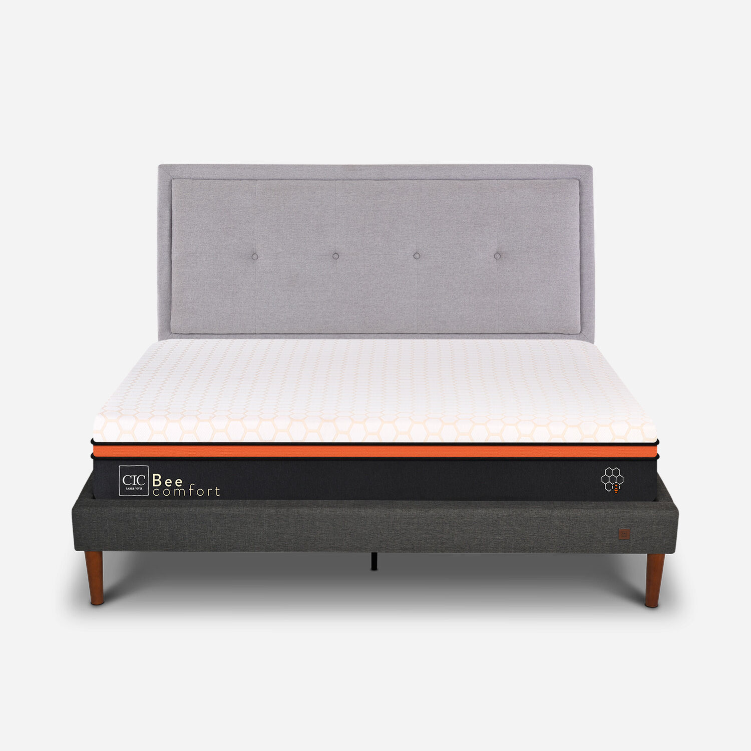 Cama Europea Curve 2 Plazas Bee Comfort + Respaldo Ganges