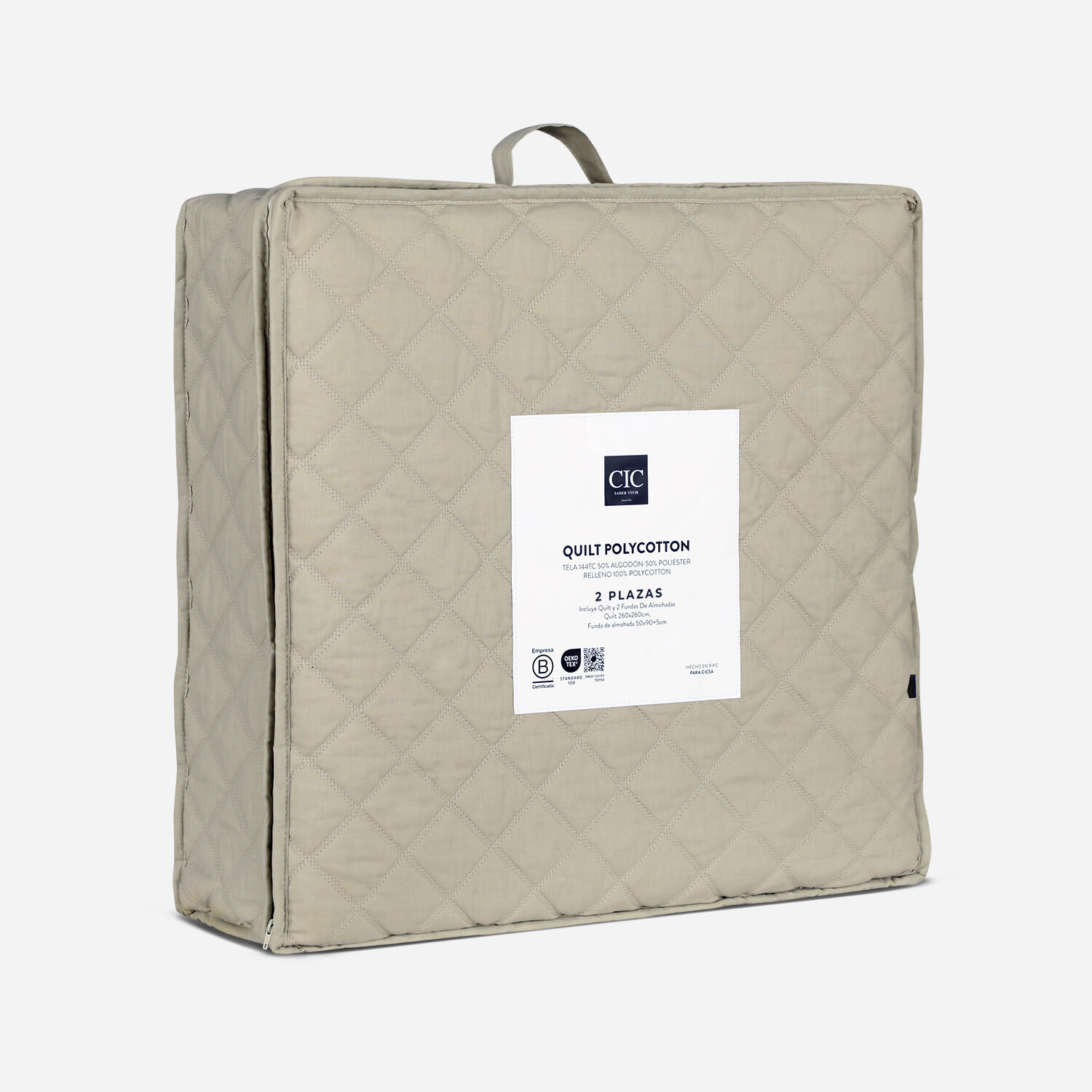 Quilt 2 Plazas Polycotton Taupe