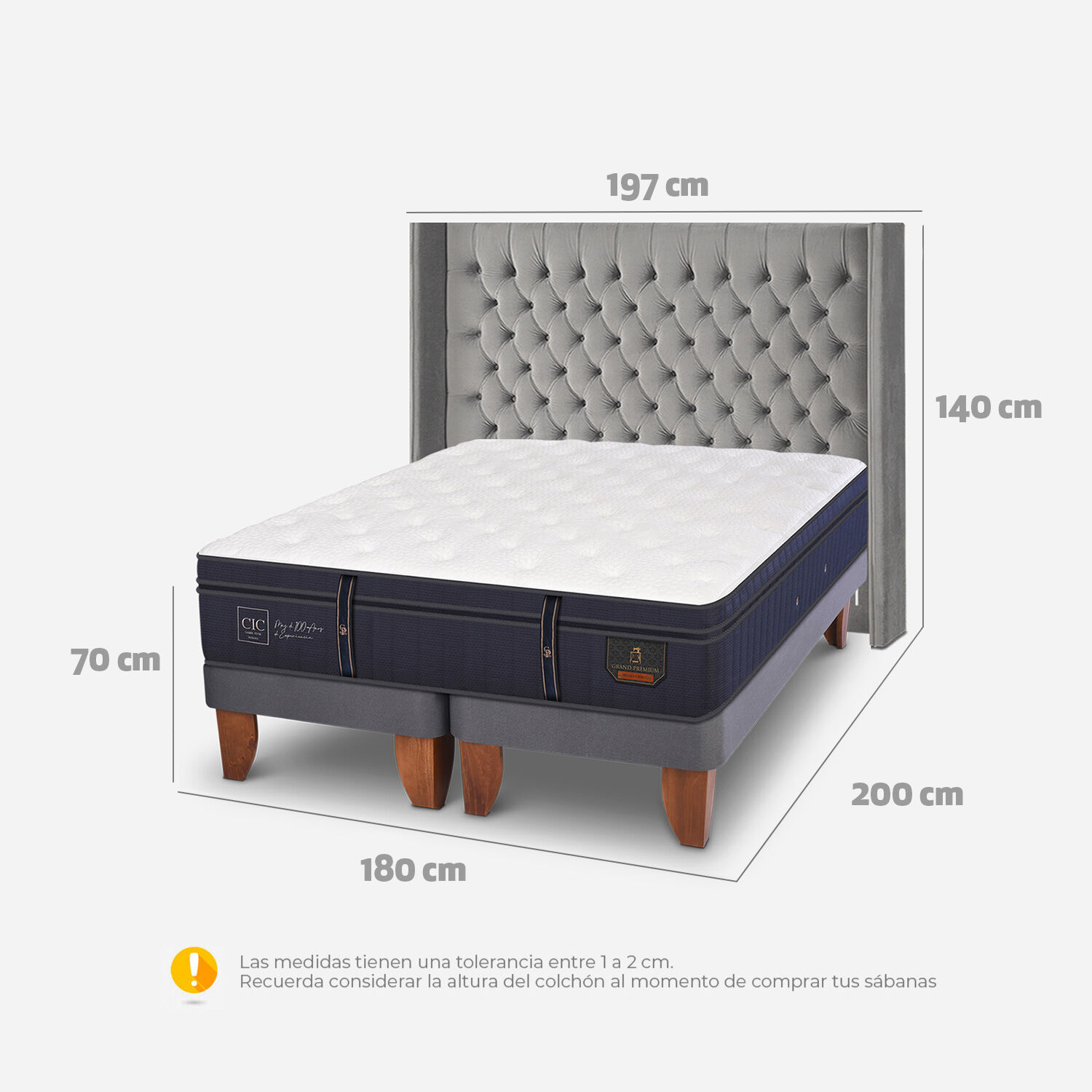 Cama Europea King Grand Premium Respaldo Sesia