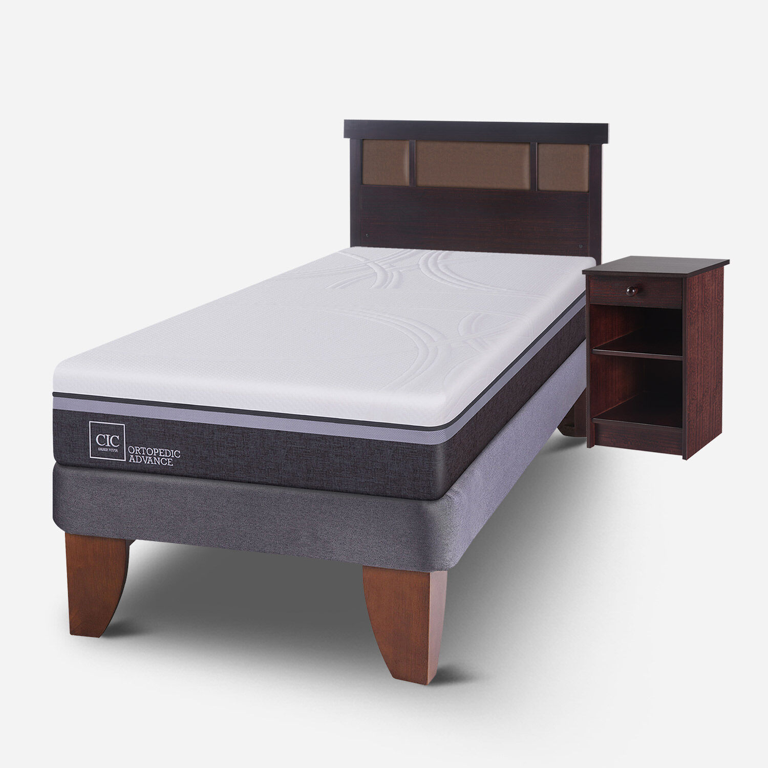 Cama Europea 1.5 Plazas Ortopedic Advance + Set Dublín Choc