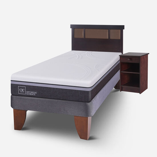 Cama Europea 1.5 Plazas Ortopedic Advance + Set Dublín Choc