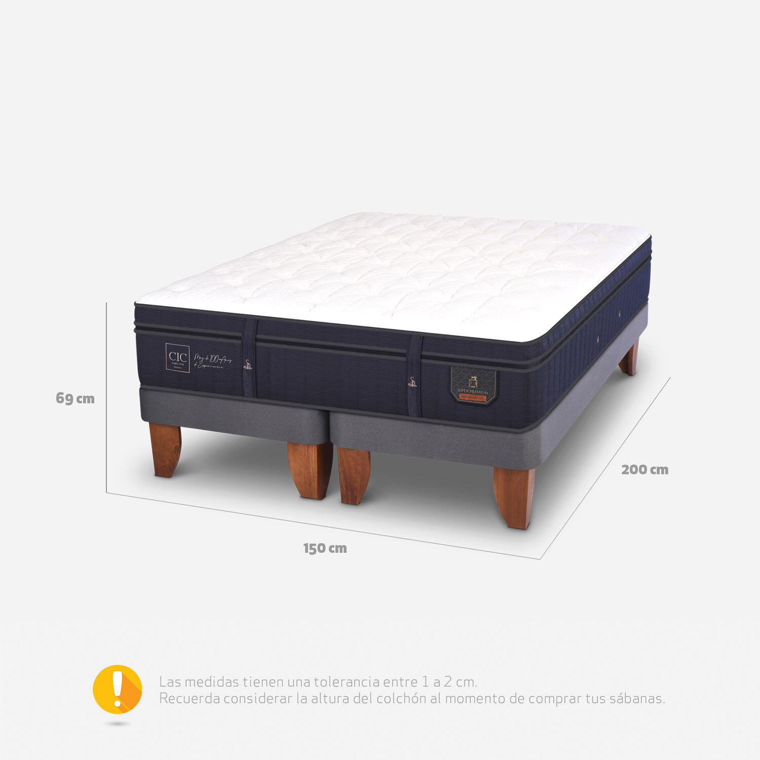 Cama Europea 2 Plazas Super Premium Base Dividida