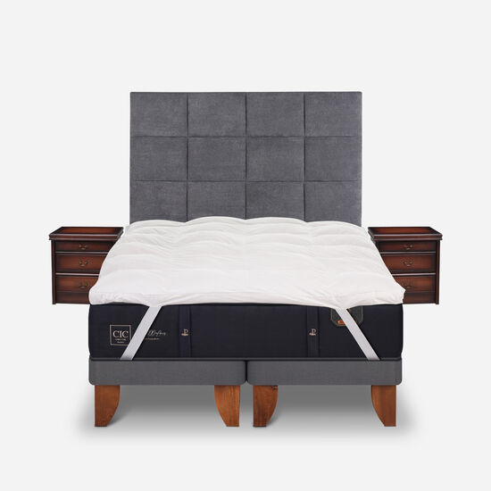 Cama Europea 2 Plazas Base Dividida Premium + Set Támesis + Topper