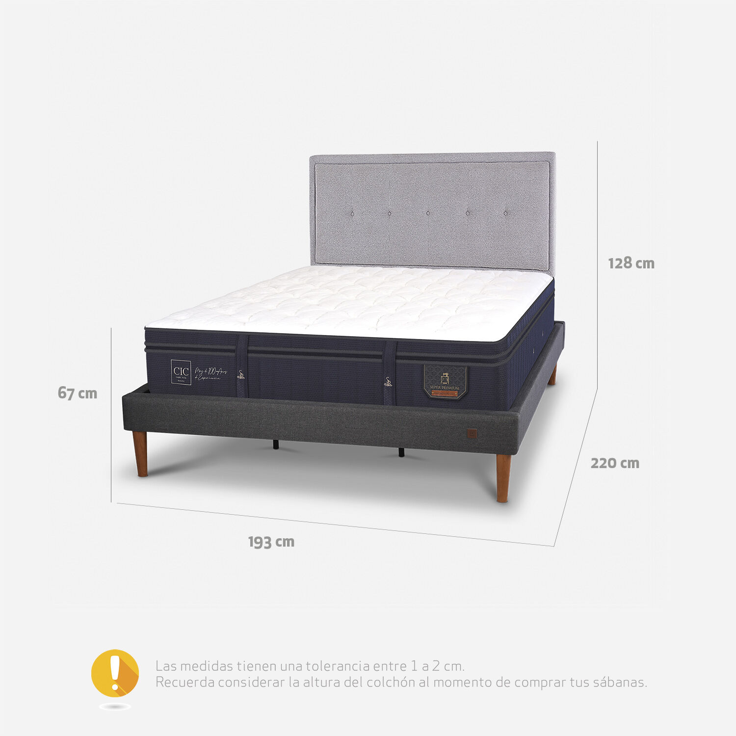 Cama Europea Curve King Super Premium + Respaldo Ganges