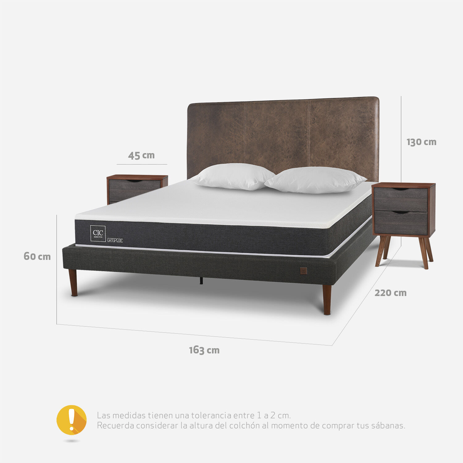 Cama Europea Curve 2 Plazas Ortopedic + Set Baker + Almohada