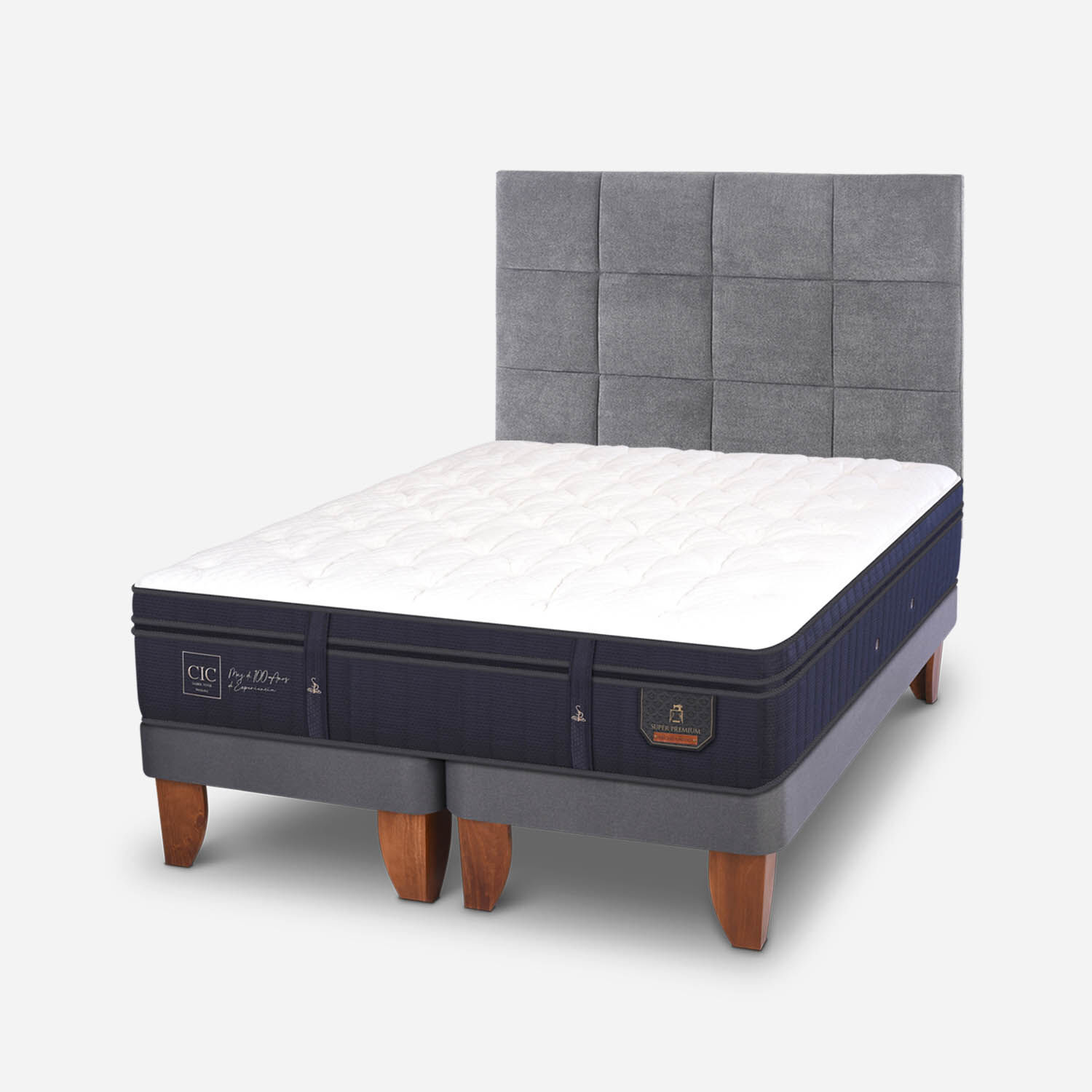Cama Europea King Super Premium + Respaldo T&aacute;mesis