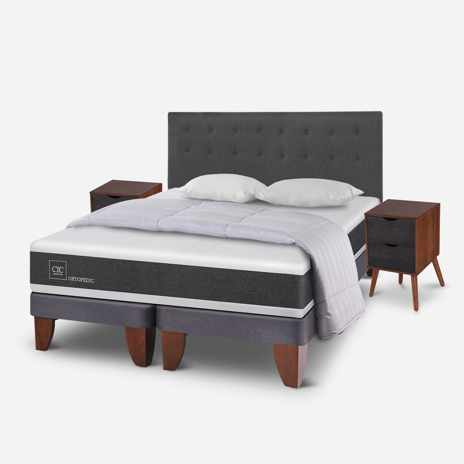 Cama Europea King Ortopedic + Almohadas + Plum&oacute;n + Set &Eacute;ufrates