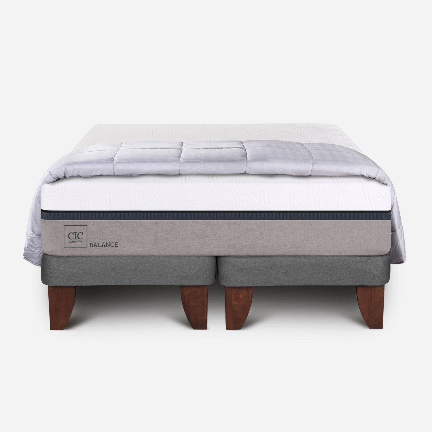 Cama Europea 2 Plazas Balance Base Dividida + Plum&oacute;n