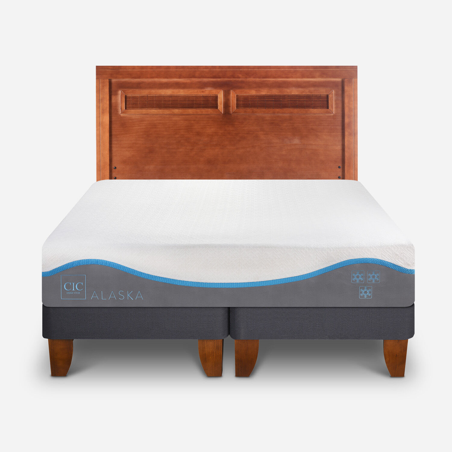 Cama Europea King Alaska + Respaldo Milán Caramel