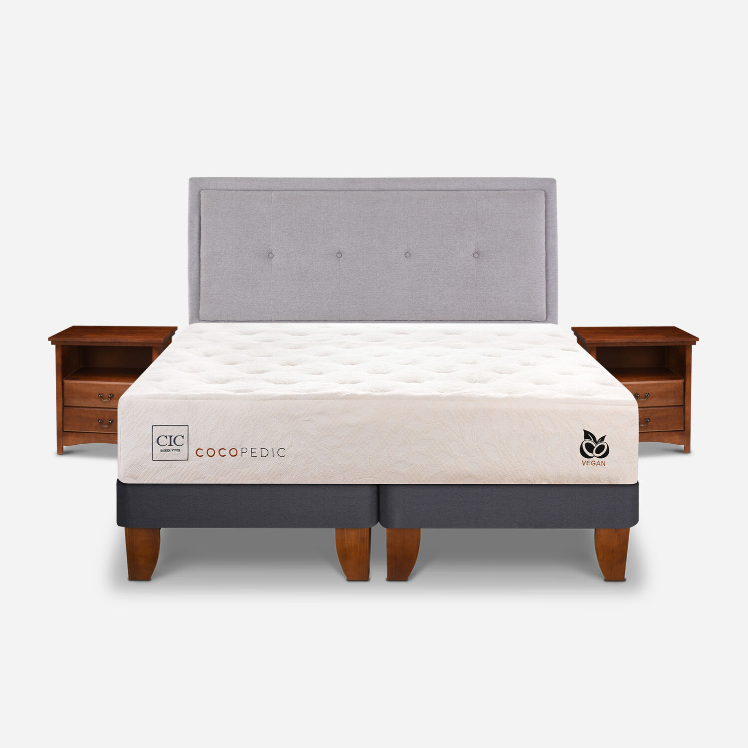 Cama Europea 2 Plazas Cocopedic + Set Ganges