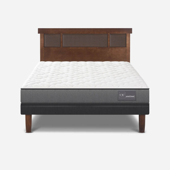 Cama Europea 2 Plazas Base Normal Anatomic + Respaldo Dublín Caramel