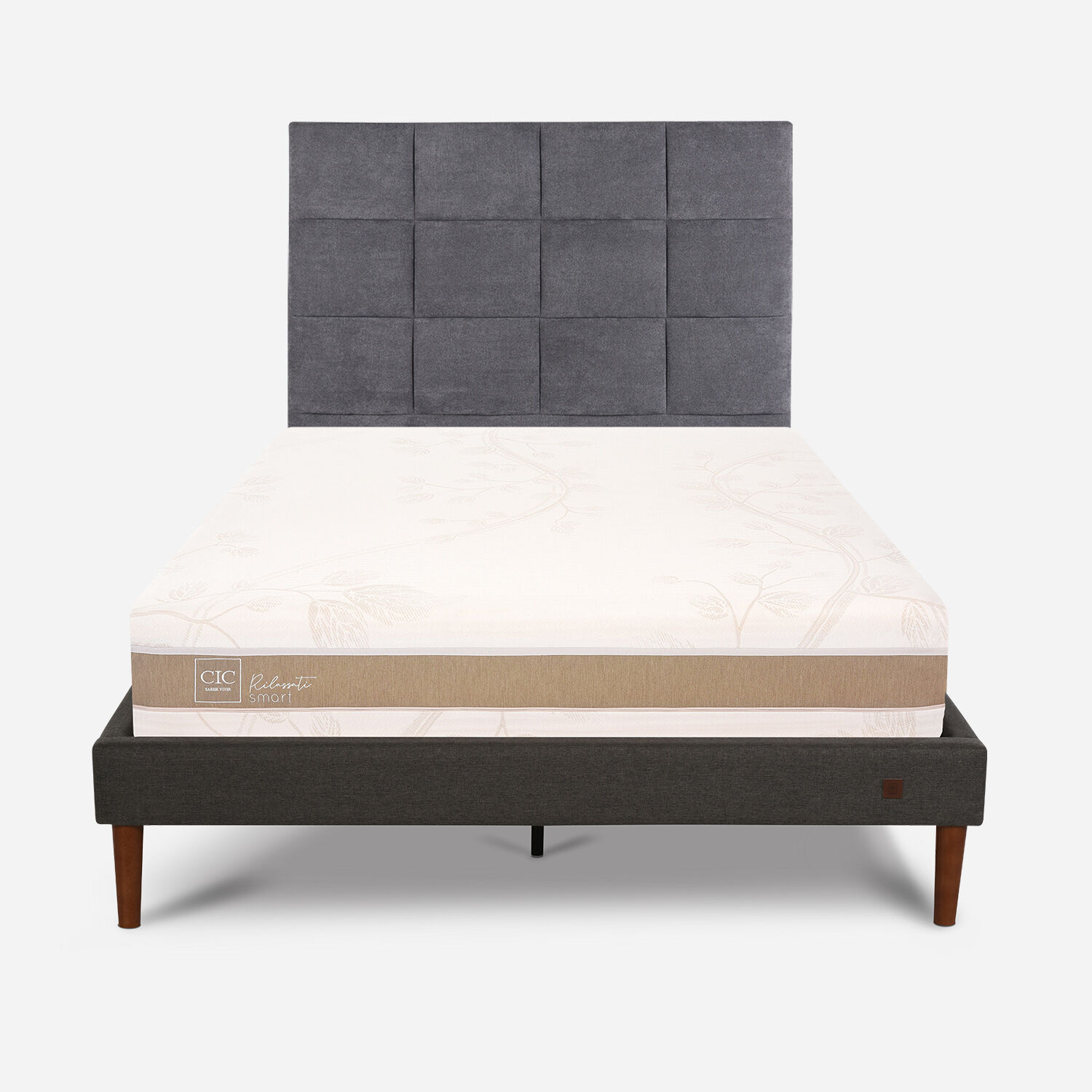 Cama Europea Curve 2 Plazas Rilassati Smart + Respaldo Támesis