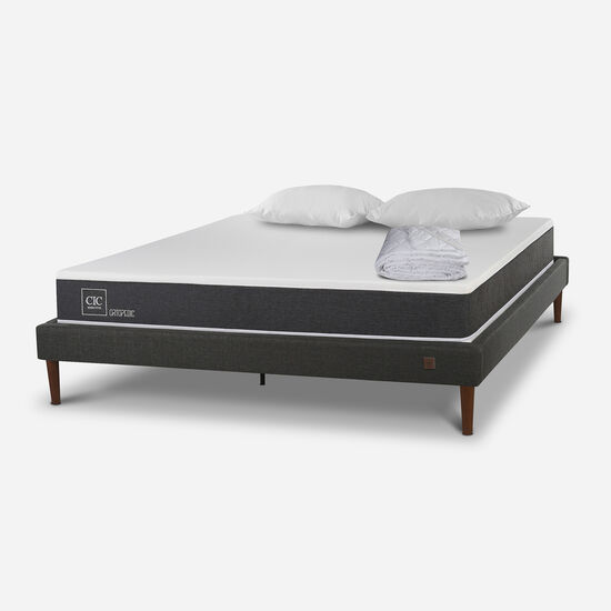 Cama Europea Curve 2 Plazas Ortopedic + Almohadas + Cubrecolchón