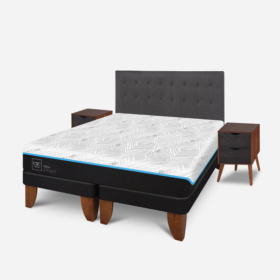 Cama Europea King Smart Green Base Dividida + Set Éufrates