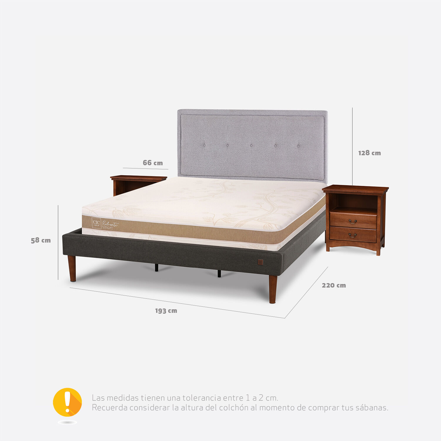 Cama Europea Curve King Rilassati Infinity + Set Ganges
