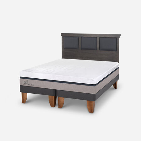Cama Europea King Balance + Respaldo Torino Gris